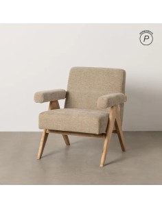 SILLÓN BEIGE TEJIDO-MADERA SALÓN 74 X 76 X 85 CM IXIA