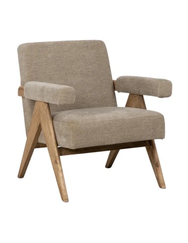 SILLÓN BEIGE TEJIDO-MADERA SALÓN 74 X 76 X 85...
