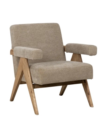 SILLÓN BEIGE TEJIDO-MADERA SALÓN 74 X 76 X 85 CM IXIA