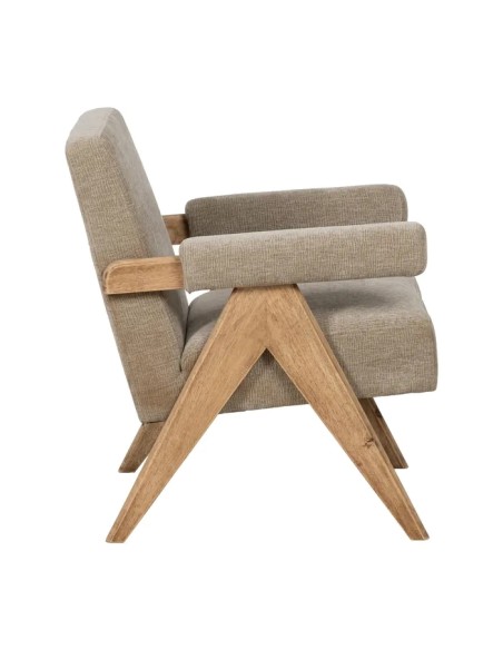 SILLÓN BEIGE TEJIDO-MADERA SALÓN 74 X 76 X 85 CM IXIA