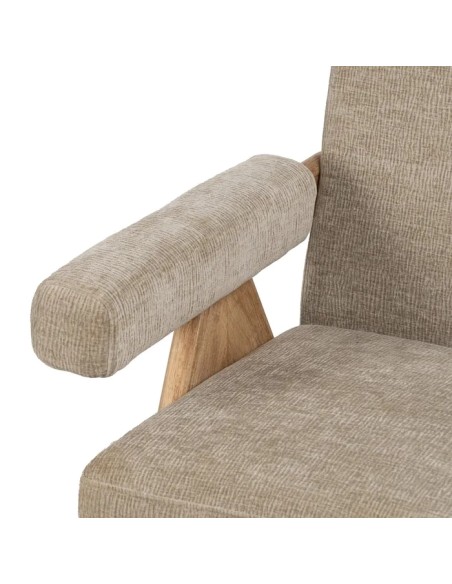 SILLÓN BEIGE TEJIDO-MADERA SALÓN 74 X 76 X 85 CM IXIA