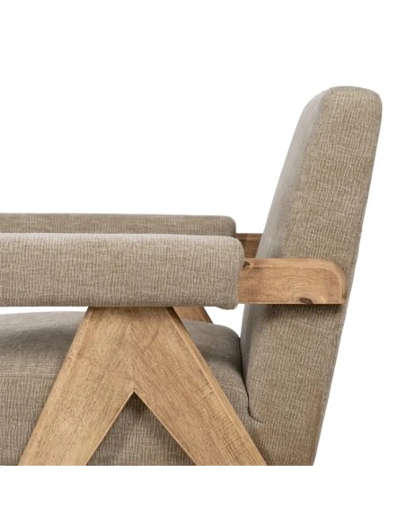 SILLÓN BEIGE TEJIDO-MADERA SALÓN 74 X 76 X 85 CM IXIA