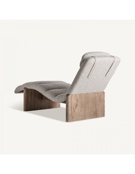 Chaise longue Contemporáneo Vical en Madera de Roble y Tapizado Jacquard Beige - VICAL HOME