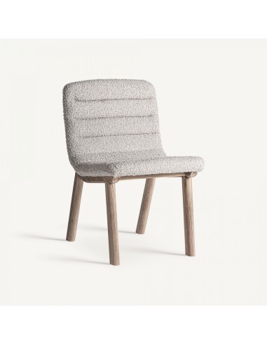 Silla Contemporánea Vical en Roble Claro y Tapizado Jacquard Beige