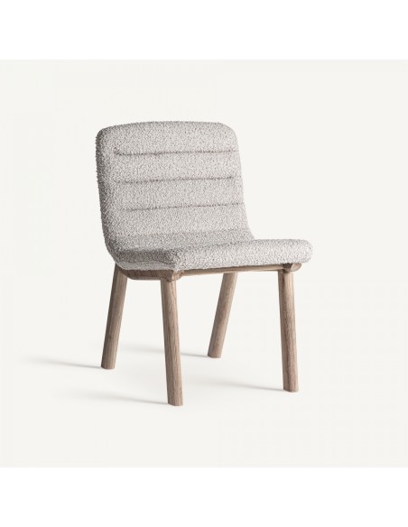 Silla Contemporánea Vical en Roble Claro y Tapizado Jacquard Beige - VICAL HOME