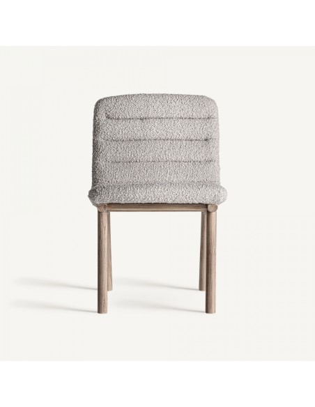 Silla Contemporánea Vical en Roble Claro y Tapizado Jacquard Beige - VICAL HOME