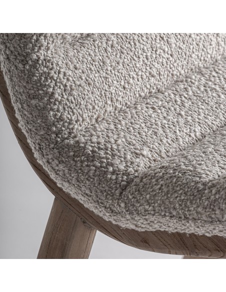 Silla Contemporánea Vical en Roble Claro y Tapizado Jacquard Beige - VICAL HOME
