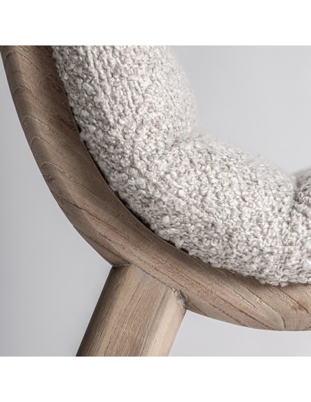 Silla Contemporánea Vical en Roble Claro y Tapizado Jacquard Beige - VICAL HOME