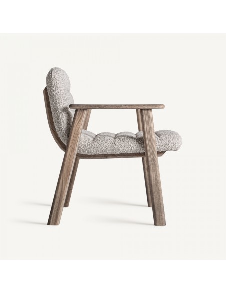 Silla Vical home de Estilo Contemporáneo en Roble Claro y Jacquard Beige