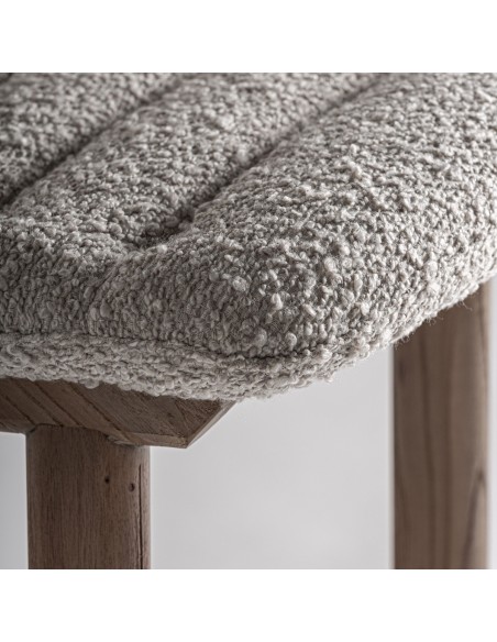 Taburete Contemporáneo Vical en Roble Claro y Tapizado Jacquard Beige