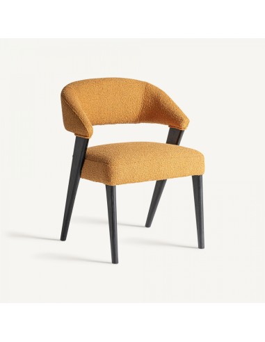 Silla  Vical en Poliéster Mostaza con Roble Negro y Madera de Caucho – Estilo Contemporáneo