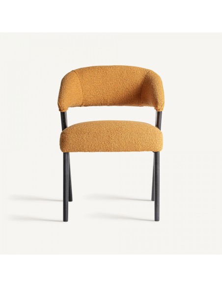 Silla Veney Vical home en Poliéster Mostaza con Roble Negro y Madera de Caucho – Estilo Contemporáneo