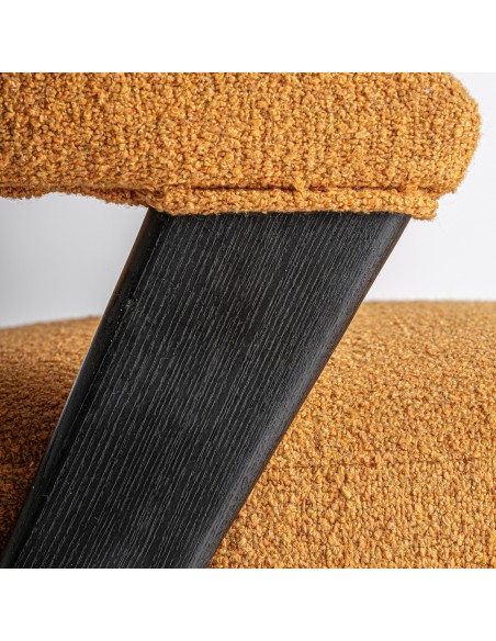 Silla Veney Vical home en Poliéster Mostaza con Roble Negro y Madera de Caucho – Estilo Contemporáneo