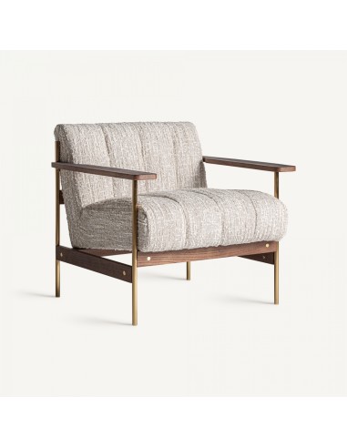 Sillón Vical en Poliéster Verde con Madera de Pino Marrón y Detalles en Acero Dorado – Estilo Contemporáneo y Elegante