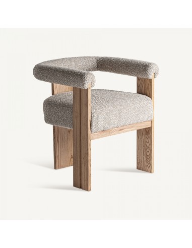 Silla Vical en Poliéster Beige y Madera de Roble en Tonos Gris y Marrón Claro – Estilo Contemporáneo y Natural