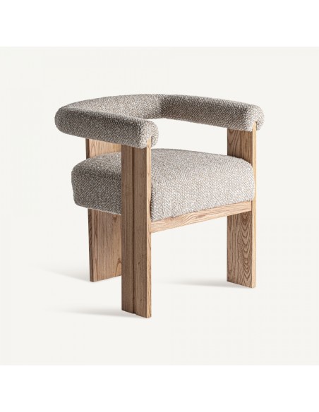 Silla Ustka Vical home en Poliéster Beige y Madera de Roble en Tonos Gris y Marrón Claro – Estilo Contemporáneo y Natural