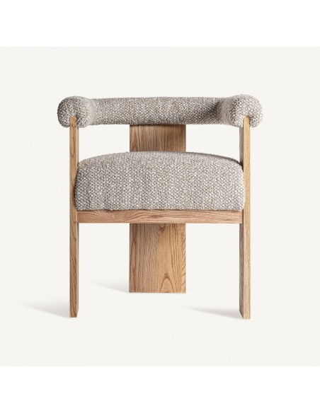 Silla Ustka Vical home en Poliéster Beige y Madera de Roble en Tonos Gris y Marrón Claro – Estilo Contemporáneo y Natural