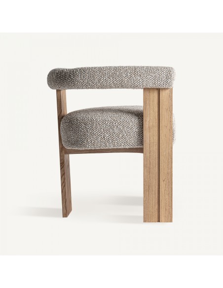 Silla Ustka Vical home en Poliéster Beige y Madera de Roble en Tonos Gris y Marrón Claro – Estilo Contemporáneo y Natural