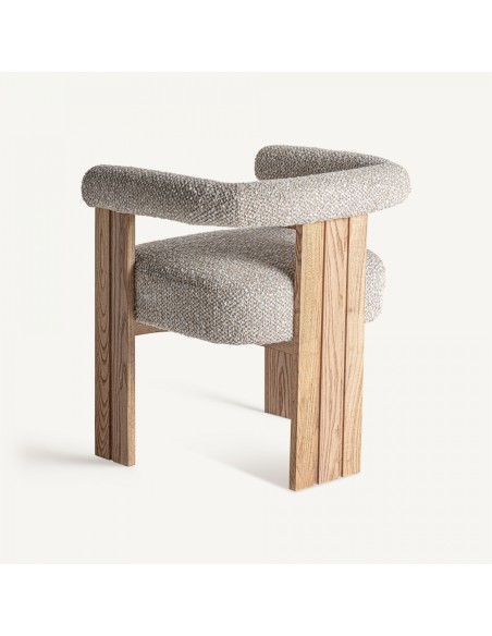 Silla Ustka Vical home en Poliéster Beige y Madera de Roble en Tonos Gris y Marrón Claro – Estilo Contemporáneo y Natural