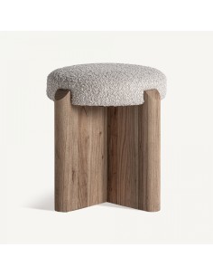 Taburete Vical en Roble Claro y Tapizado Jacquard Beige –...