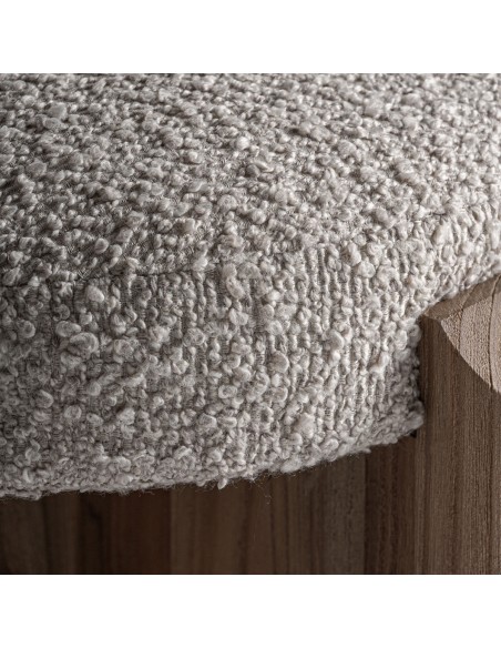 Taburete Vical en Roble Claro y Tapizado Jacquard Beige – Estilo Contemporáneo