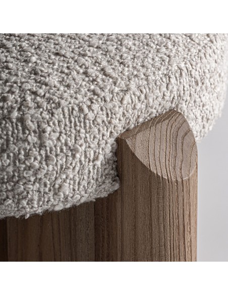 Taburete Vical en Roble Claro y Tapizado Jacquard Beige – Estilo Contemporáneo