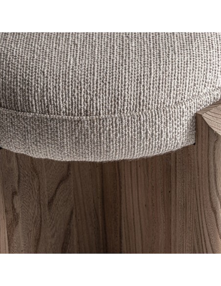 Taburete Vical en Roble Claro y Tapizado Jacquard Beige – Estilo Contemporáneo