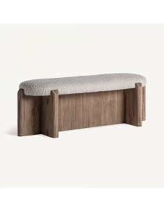 Pie de cama Vical en Roble Marrón y Tapizado Jacquard... 2