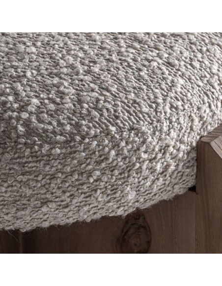 Pie de cama Vical en Roble Marrón y Tapizado Jacquard Beige – Estilo Contemporáneo