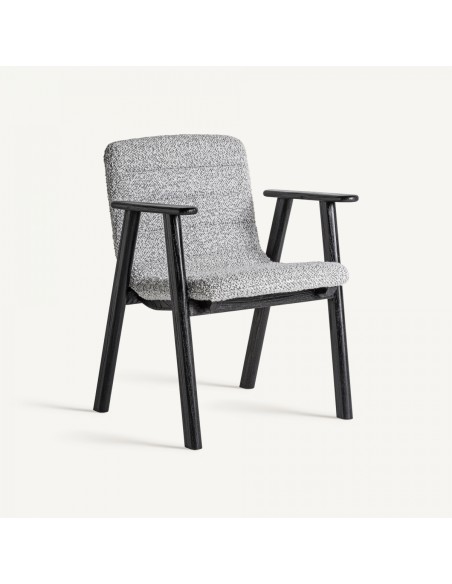 Silla Vical home en Roble Negro y Tapizado Jacquard Gris – Estilo Contemporáneo