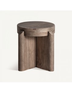 Taburete Vical en Madera de Roble Marrón con Tapizado...