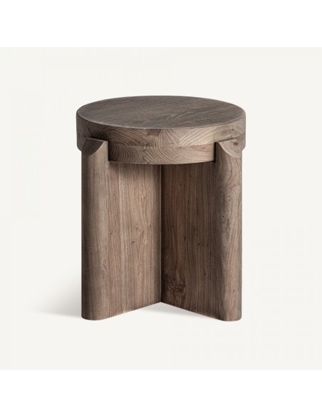 Taburete Vical en Madera de Roble Marrón con Tapizado Jacquard – Estilo Contemporáneo