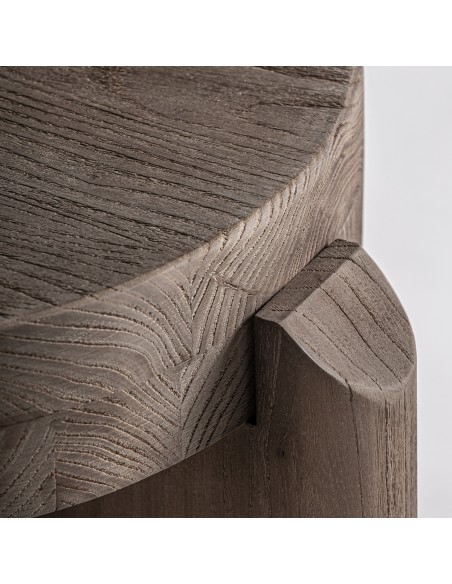 Taburete Vical en Madera de Roble Marrón con Tapizado Jacquard – Estilo Contemporáneo