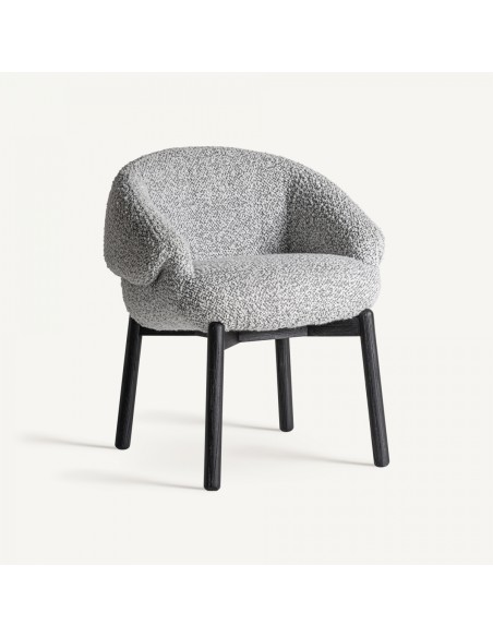 Silla Vical en Roble Blanco/Negro y Tapizado Jaspeado Gris – Estilo Contemporáneo