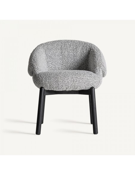 Silla Vical en Roble Blanco/Negro y Tapizado Jaspeado Gris – Estilo Contemporáneo