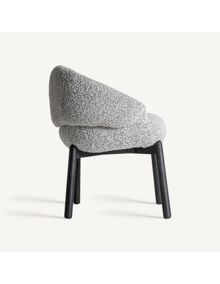 Silla Vical en Roble Blanco/Negro y Tapizado Jaspeado Gris – Estilo Contemporáneo
