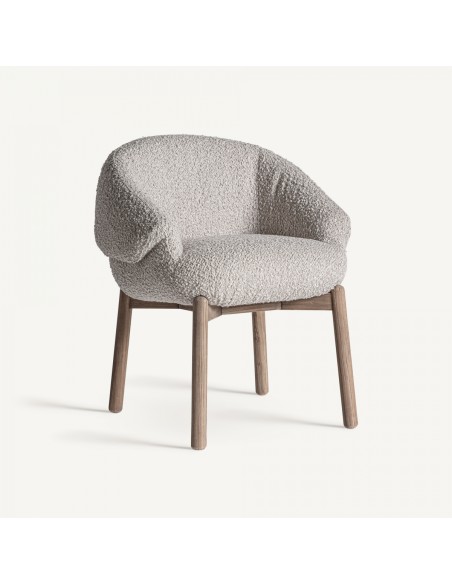 Silla jacquard de Madera de Roble y Tapizado Gris – Vical
