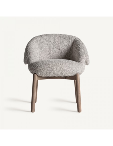 Silla jacquard de Madera de Roble y Tapizado Gris – Vical