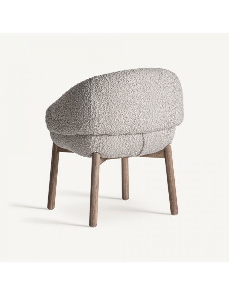 Silla jacquard de Madera de Roble y Tapizado Gris – Vical