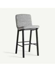 Taburete jacquard de Roble Negro y Tapizado Gris – Estilo...