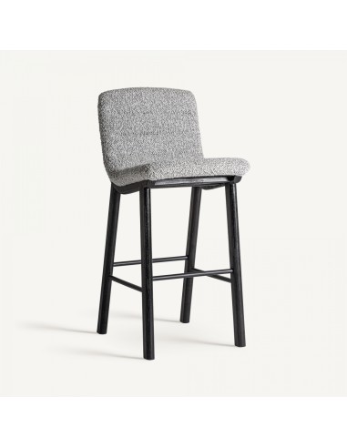 Taburete jacquard de Roble Negro y Tapizado Gris – Estilo Contemporáneo | VICAL