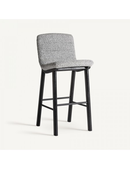 Taburete jacquard de Roble Negro y Tapizado Gris – Estilo Contemporáneo | VICAL