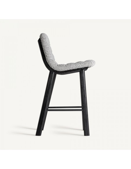 Taburete jacquard de Roble Negro y Tapizado Gris – Estilo Contemporáneo | VICAL