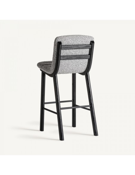 Taburete jacquard de Roble Negro y Tapizado Gris – Estilo Contemporáneo | VICAL
