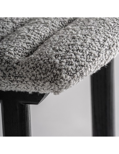 Taburete jacquard de Roble Negro y Tapizado Gris – Estilo Contemporáneo | VICAL