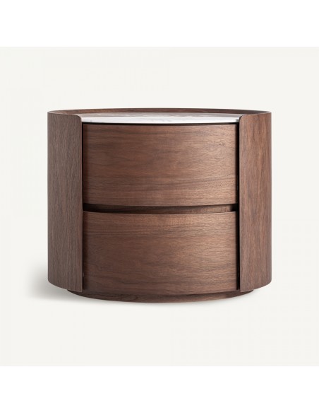 Mesita de noche stuetta de Madera y Piedra Sinterizada – Estilo Contemporáneo | VICAL