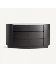 Cómoda isola de Madera Negra y Piedra Sinterizada Blanca...