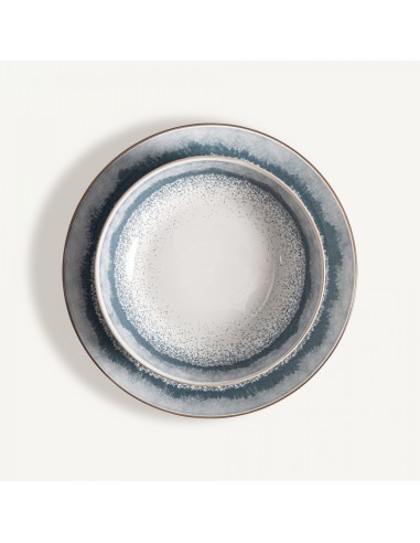 Vajilla j /18 Piezas Chambrey Art Deco en Porcelana Blanca y Azul | VICAL