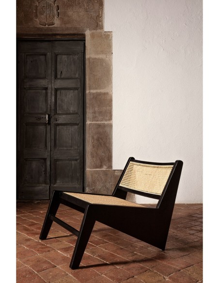 Sillón seon de madera de olmo y ratán - Estilo moderno natural