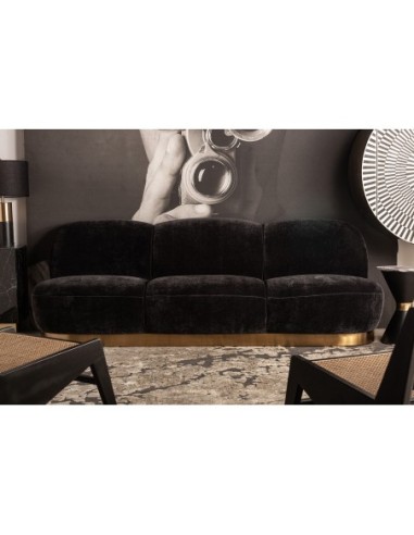 Sofá balsot de Terciopelo Negro y Acero Dorado...